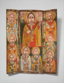 Icon Triptych: Ewostatewos and Eight of His Disciples, late 17th century. Creator: Unknown