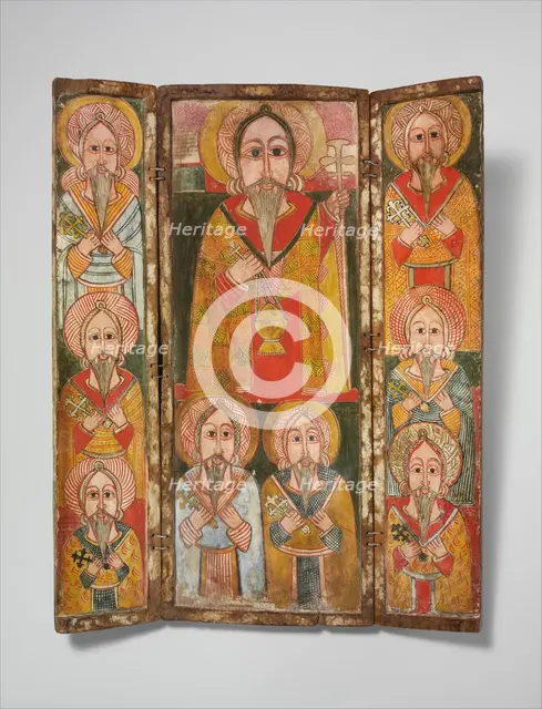 Icon Triptych: Ewostatewos and Eight of His Disciples, late 17th century. Creator: Unknown.