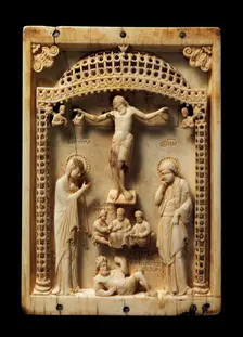 Icon with the Crucifixion, Byzantine, mid-10th century. Creator: Unknown