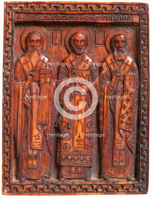 Icon with Three Church Fathers, Greek, ca. 1500 or later. Creator: Unknown.