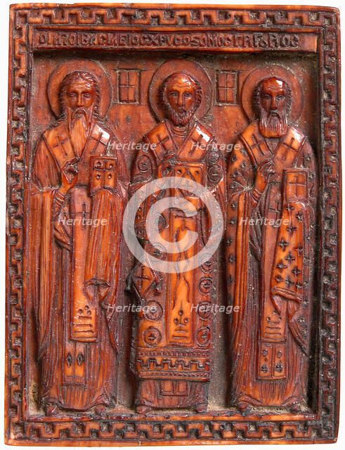 Icon with Three Church Fathers, Greek, ca. 1500 or later. Creator: Unknown.