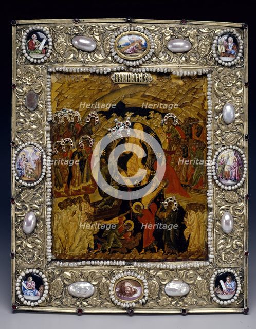 Icon of the Descent into Hell, Icon: 19th century; Frame: 18th century. Creator: Unknown.