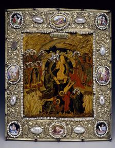 Icon of the Descent into Hell, Icon: 19th century; Frame: 18th century. Creator: Unknown