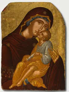 Icon of the Mother of God and Infant Christ (Virgin Eleousa), c. 1425-50. Creator: Angelos Akotantos (Greek, c. 1450), attributed to