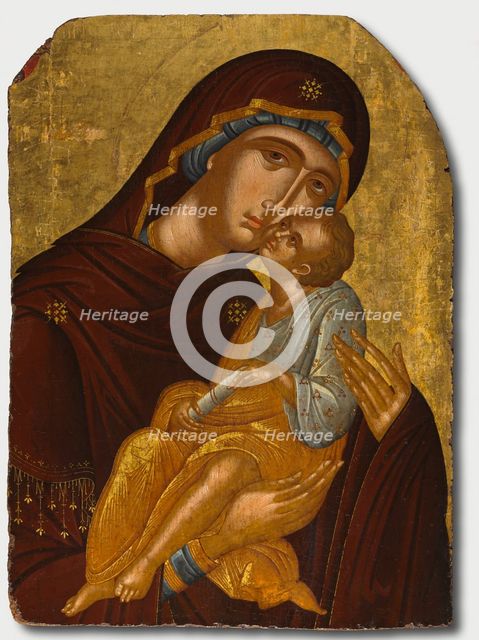 Icon of the Mother of God and Infant Christ (Virgin Eleousa), c. 1425-50. Creator: Angelos Akotantos (Greek, c. 1450), attributed to.