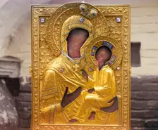 Icon of the Mother of God of Tikhvin, church of the Ipatievsky Monastery, Kostroma, 1911. Creator: Sergey Mikhaylovich Prokudin-Gorsky