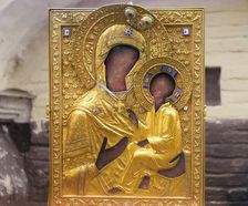 Icon of the Mother of God of Tikhvin, church of the Ipatievsky Monastery, Kostroma, 1911. Creator: Sergey Mikhaylovich Prokudin-Gorsky