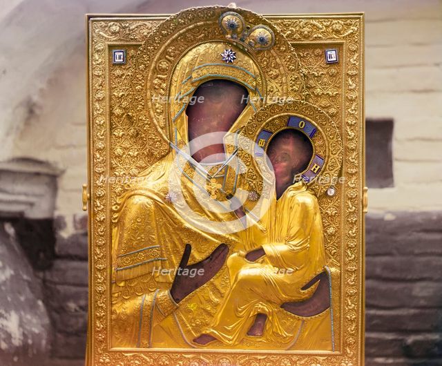 Icon of the Mother of God of Tikhvin, church of the Ipatievsky Monastery, Kostroma, 1911. Creator: Sergey Mikhaylovich Prokudin-Gorsky.