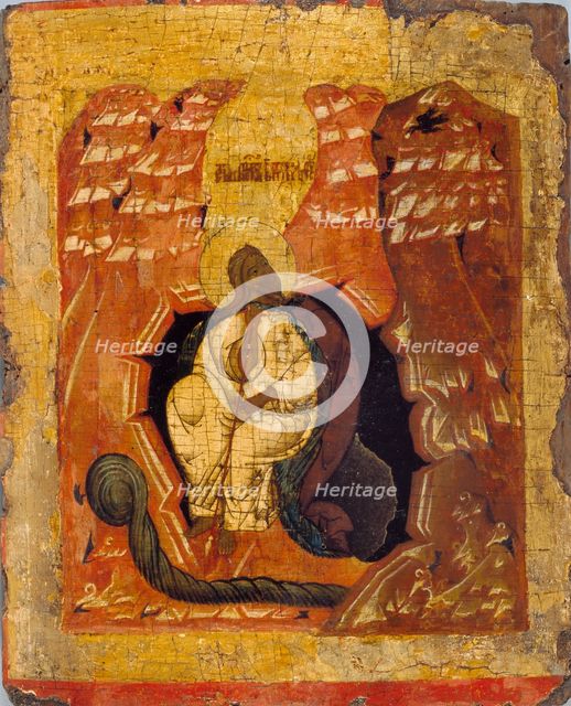 Icon of Elijah fed by a Crow, 15th-16th century (1401-1600). Artist: Unknown.
