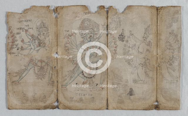 Iconographic Drawing of Tantric Enlightened Beings (verso), c. 1500. Creator: Unknown.