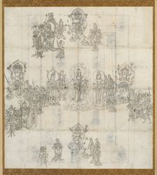 Iconographical Sketch (Zuzo) for the Benevolent Kings Sutra Mandala, 1100s. Creator: Unknown