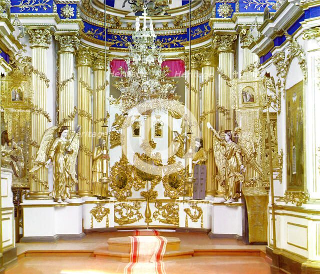 Iconostasis in the Church of the Transfiguration [Belozersk, Russian Empire], 1909. Creator: Sergey Mikhaylovich Prokudin-Gorsky.