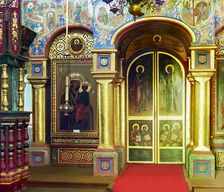 Iconostasis in the Church of John the Theologian, Rostov Velikii, 1911. Creator: Sergey Mikhaylovich Prokudin-Gorsky