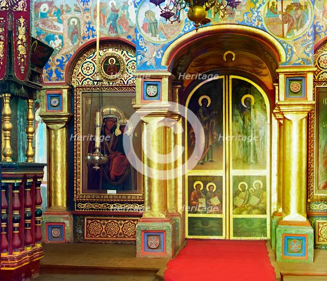 Iconostasis in the Church of John the Theologian, Rostov Velikii, 1911. Creator: Sergey Mikhaylovich Prokudin-Gorsky.