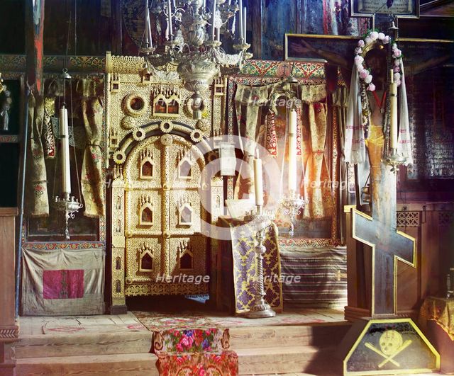 Iconostasis in the Church of Saint John the Theologian, Rostov Velikii, 1911. Creator: Sergey Mikhaylovich Prokudin-Gorsky.