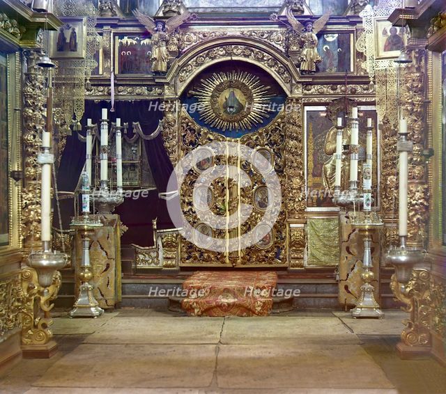 Iconostasis in the summer Fedorovskaya Church of the Mother of God, Yaroslavl, 1911. Creator: Sergey Mikhaylovich Prokudin-Gorsky.