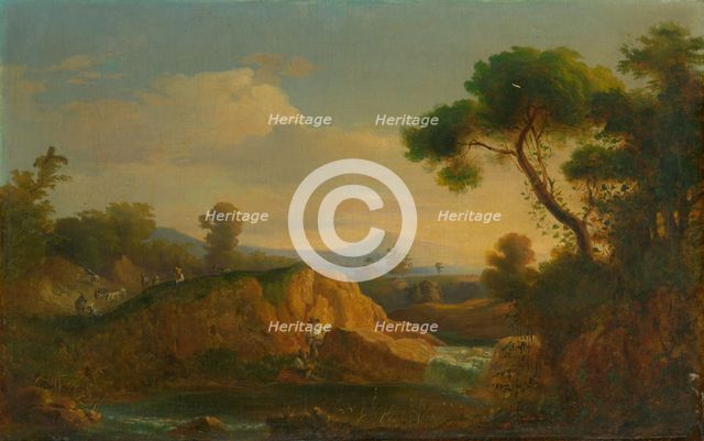 Idyllic landscape with lake, 1845-1855.  Creator: Unknown.
