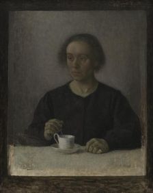 Ida Hammershoi, the Artist's Wife, with a Teacup;Ida Hammershoi, née Ilsted, the Artist's Wife, 1907 Creator: Vilhelm Hammershøi