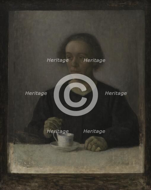 Ida Hammershoi, the Artist's Wife, with a Teacup;Ida Hammershoi, née Ilsted, the Artist's Wife, 1907 Creator: Vilhelm Hammershøi.