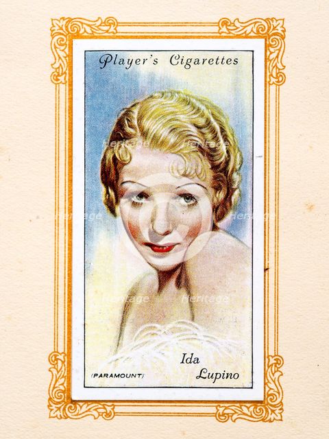 Ida Lupino Collectables Picture of movie stars that came with the Players cigarette packet, 1934.  Creator: Unknown.