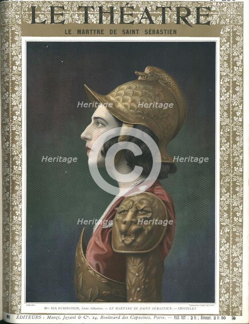 Ida Rubinstein as Saint Sebastián in "The Martyrdom of Saint Sebastián" at the Chatelet... , 1911. Creator: Anonymous.