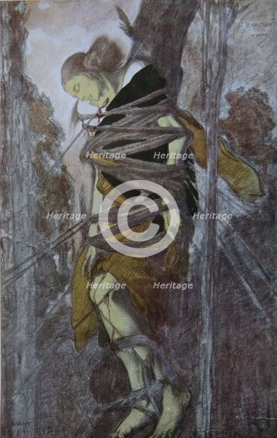Ida Rubinstein in the play The Martyrdom of St. Sebastian by Gabriele D'Annuzio, 1922. Artist: Bakst, Léon (1866-1924)