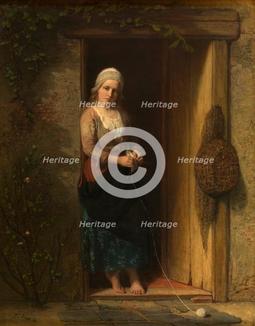 Ida, the Fisherman's Daughter at the Doorway, 1851. Creator: Jozef Israels.