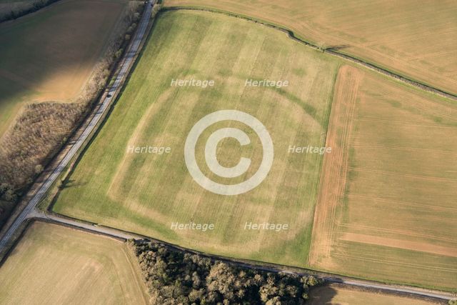 Idbury Camp, a univallate hillfort crop mark, Idbury, Oxfordshire, 2018. Creator: Damian Grady.