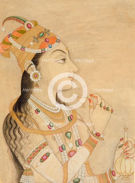 Idealized Portrait of the Mughal Empress Nur Jahan (1577-1645)?, between c1725 and c1750. Creator: Unknown.