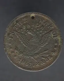 Identification tag for Cornelius Robinson, with American eagle, 1864. Creator: Unknown
