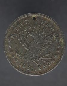 Identification tag for Cornelius Robinson, with American eagle, 1864. Creator: Unknown