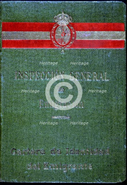 Identity wallet of the emigrant, it was required sealed and with a passord prior to travel to wor…