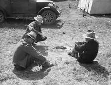 Idle migrants, foothills north of San Jose, California, 1939. Creator: Dorothea Lange