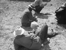 Idle migrants, foothills north of San Jose, California, 1939. Creator: Dorothea Lange