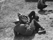 Idle migrants, foothills north of San Jose, California, 1939. Creator: Dorothea Lange