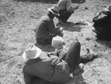 Idle migrants, foothills north of San Jose, California, 1939. Creator: Dorothea Lange