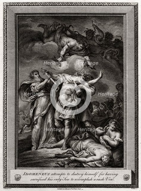 'Idomeneus attempts to destroy himself for having sacrificed his only Son...', 1775. Artist: W Walker