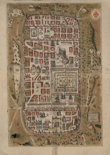 Ierusalem, et suburbia eius. Map of Jerusalem in Civitates Orbis Terrarum, 1584. Creator: Adrichem, Christian Kruik van (1533-1585)