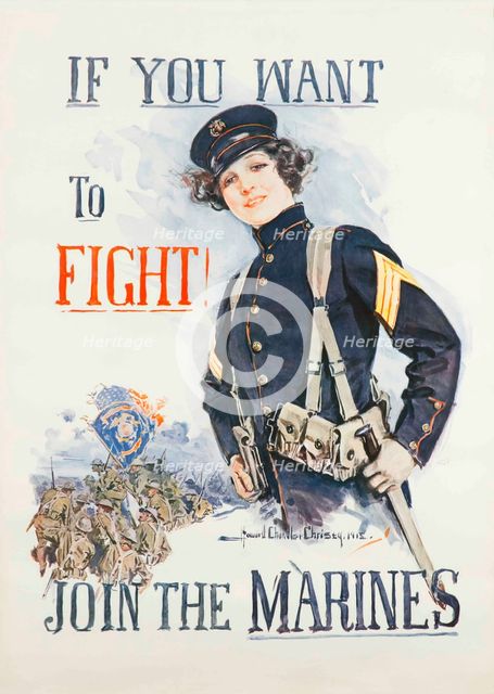 If You Want to Fight Join the Marines, 1918. Creator: Christy; Howard Chandler (1872-1952).