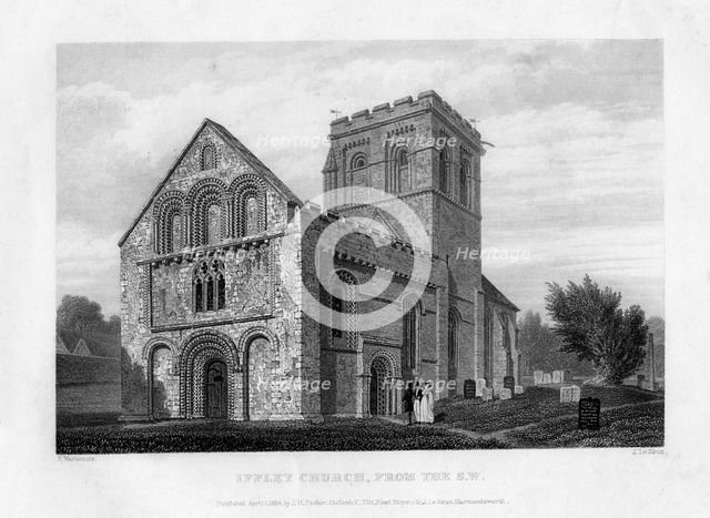 Iffley Church from the south-west, Oxfordford, 1834.Artist: John Le Keux