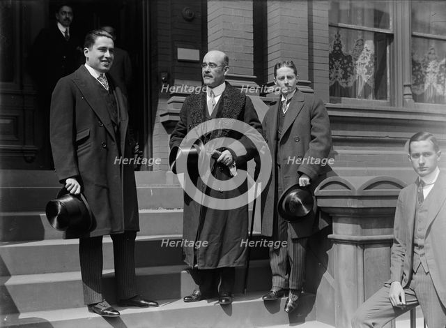 Ignacio Bonillas, Ambassador From Mexico with Secretaries: Juan B. Rojo; Bonillas..., 1917. Creator: Harris & Ewing.