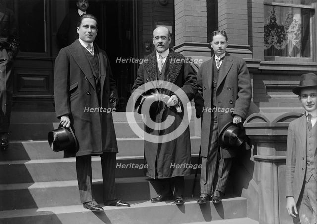Ignacio Bonillas, Ambassador From Mexico with Secretaries: Juan B. Rojo; Bonillas..., 1917. Creator: Harris & Ewing.