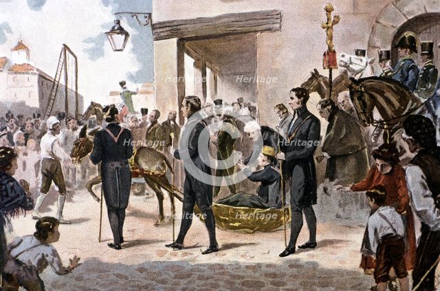 Ignominious transfer to the gibbet of General Rafael del Riego, 1823.