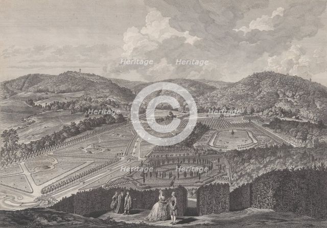 IIIe Vue du Parc de Neu-Waldeck prise du Pavillon Chinois vers le Couchant, from Views of ..., 1782. Creators: Jakob Matthias Schmutzer, Carl Conti, Clemens Kohl, Franz Karl Zoller.