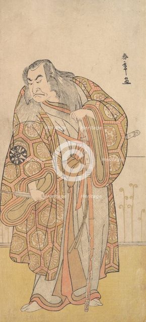 Ikunojo III as Chiyosaki Striking the Chozubachi; a Shower of Gold Coin Flies, late 18th century. Creator: Shunsho.