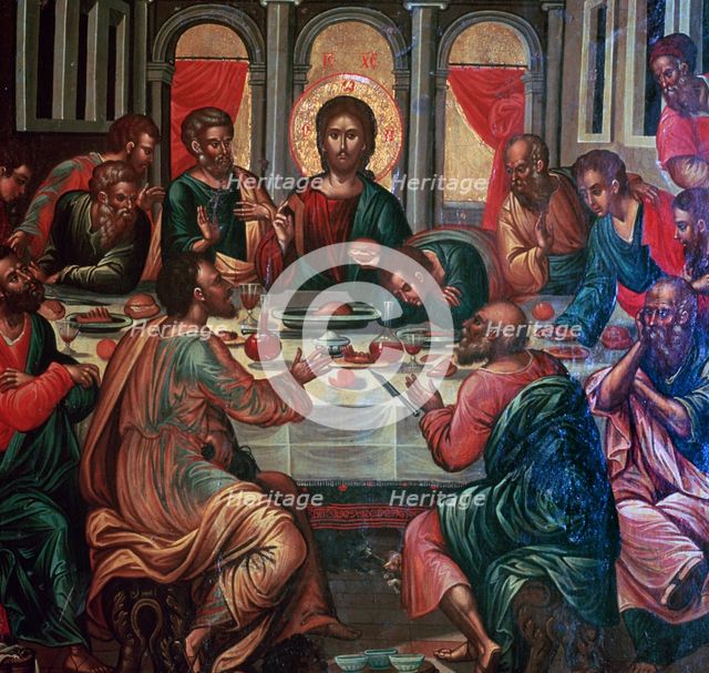 Ikon painting of the Last Supper Artist: Michel Damaskinos 