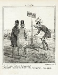 Il a été nommé général en chef au choix! Saperlote! Comment était il donc! Celui qui..., 1864. Creator: Cham