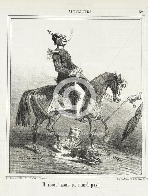 Il Aboie! Mais il ne mord pas!, 1864. Creator: Cham.