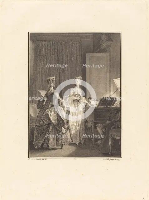 Il appliqua sur cette main un baiser que je sentis sur mon coeur, 1777. Creator: Nicolas Delaunay.