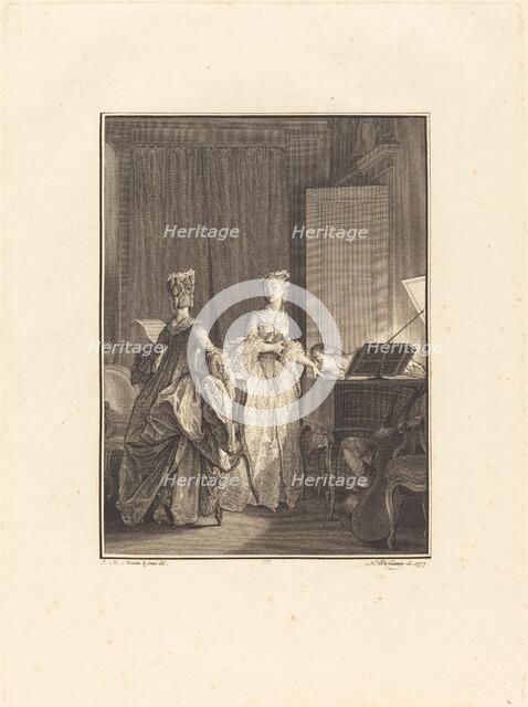 Il appliqua sur cette main un baiser que je sentis sur mon coeur, 1777. Creator: Nicolas Delaunay.